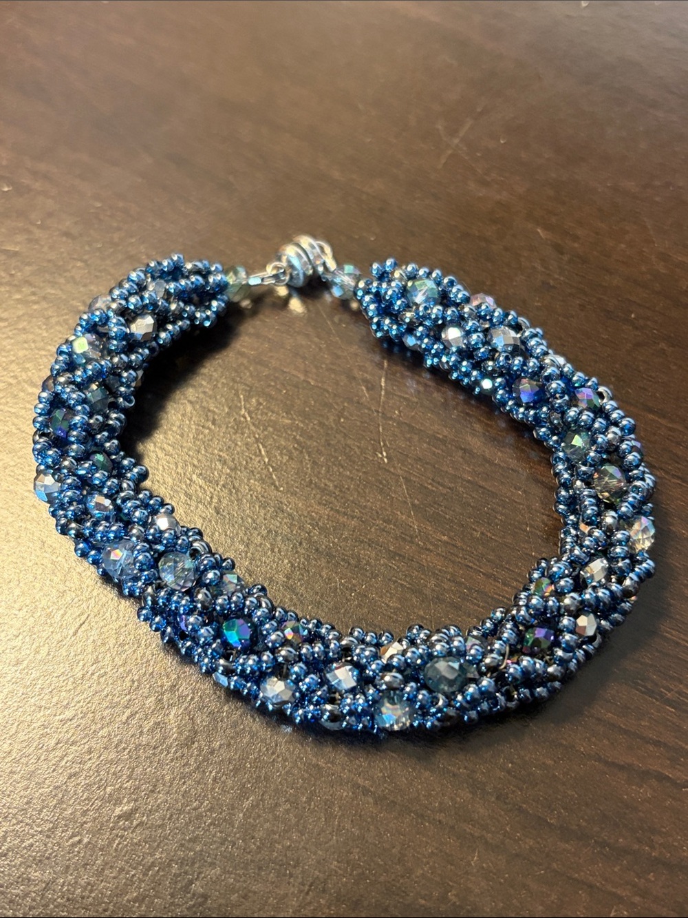 Blue Crystal Beaded Twist Bracelet - Women